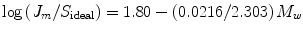 
$$ \log \left({J}_m/{S}_{\mathrm{ideal}}\right)=1.80-\left(0.0216/2.303\right){M}_w $$
