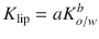 
$$ {K}_{\mathrm{lip}}= a{K}_{o/ w}^b $$
