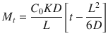 
$$ {M}_t=\frac{C_0 KD}{L}\left[ t-\frac{L^2}{6 D}\right] $$
