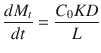 $$ \frac{d{ M}_t}{ d t}=\frac{C_0 KD}{L} $$