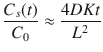 $$ \frac{C_s(t)}{C_0}\approx \frac{4 DKt}{L^2} $$