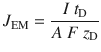 $$ {J}_{\mathrm{EM}}=\frac{I\ {t}_{\mathrm{D}}}{A\ F\ {z}_{\mathrm{D}}} $$