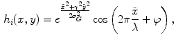 $$\begin{aligned} h_{i}(x,y) = e^{\frac{\tilde{x}^{2}+\gamma ^{2}\tilde{y}^{2}}{2\sigma _{G}^{2}}}\cos \left( 2\pi \frac{\tilde{x}}{\lambda }+\varphi \right) , \end{aligned}$$