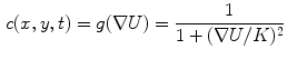 $$\begin{aligned} c(x,y,t)=g(\nabla U)=\frac{1}{1+(\nabla U/K)^{2}} \end{aligned}$$