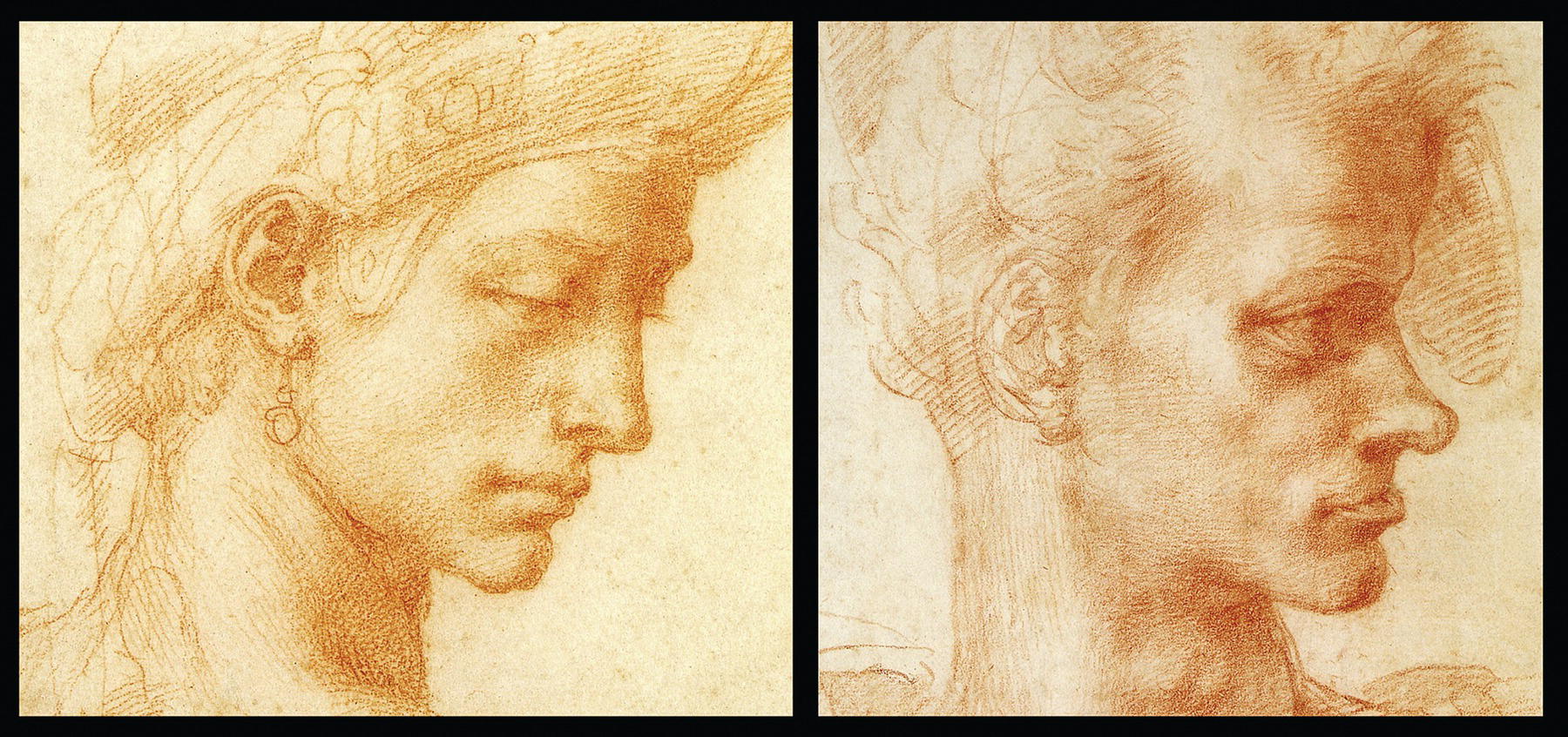 Two images present a comparative profile view of two human faces highlighting the characteristic feature of mandibular excess. The left panel showcases an attractive profile, while the right illustrates a 'Class I I I' facial presentation, characterized by the prominence of the chin and lower lip relative to other facial features.